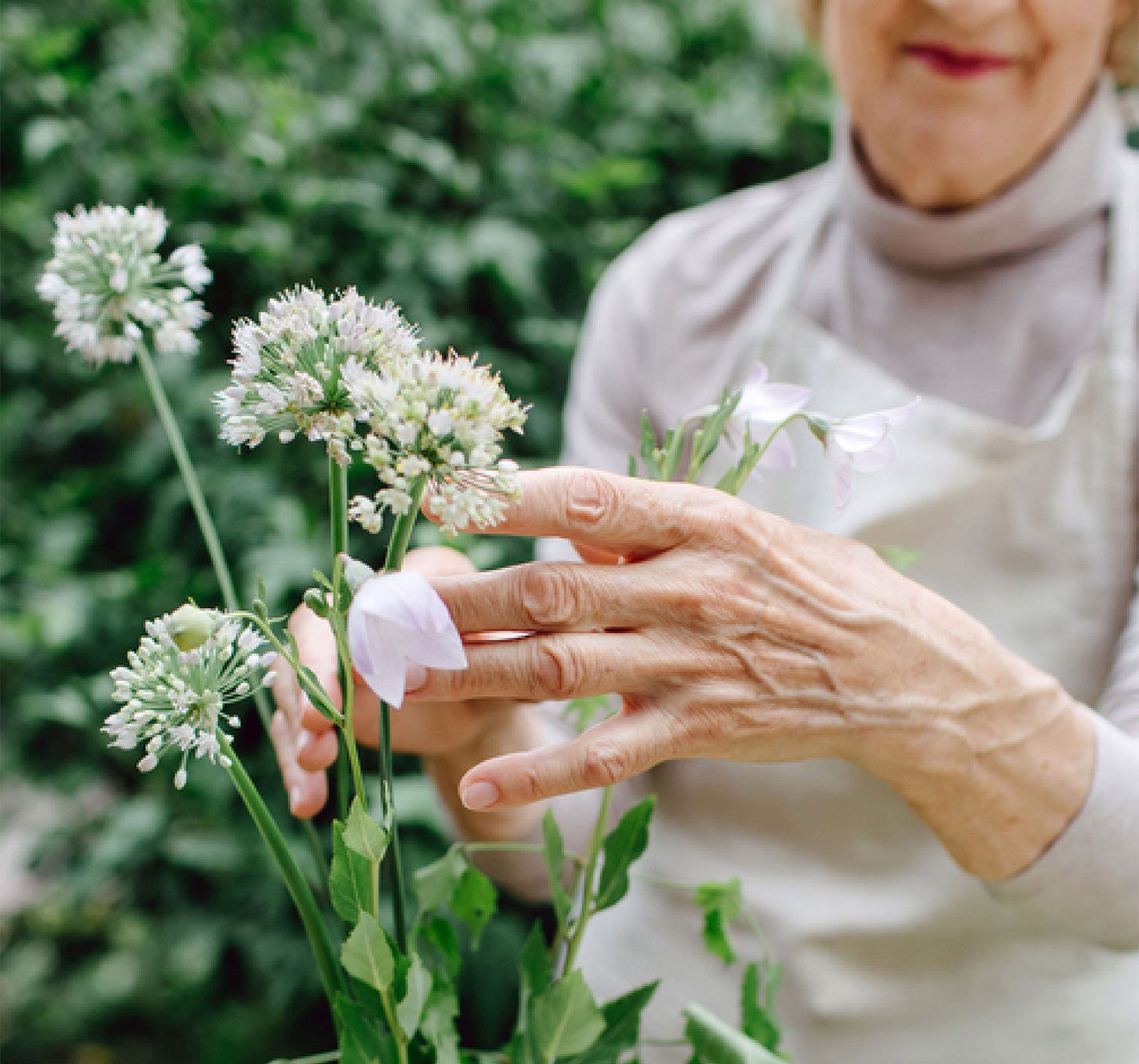 elderly woman in garden